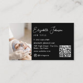 Elegante script zwart-wit foto QR-code Visitekaartje (Achterkant)