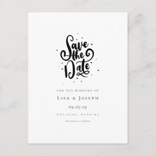 Elegante script zwart-wit Save the Date Briefkaart