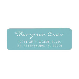 Elegante scriptbemanningsnaam Aqua Blue Retouradre Etiket