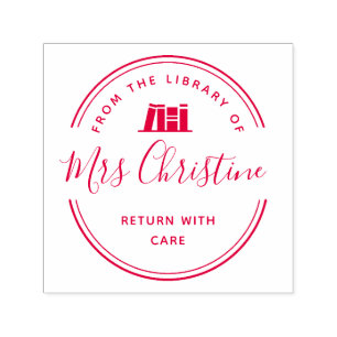 Elegante scriptbibliotheekboekstempel zelfinktende stempel