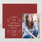 Elegante scriptie afstudeeraankondiging - Rood Aankondiging (Voorkant / Achterkant)