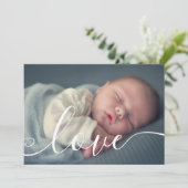 Elegante Scriptie Baby Foto Moderne Geboorte Aankondiging (Staand voorkant)