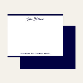 Elegante scriptie navyblauwe briefpapierrand notitiekaartje