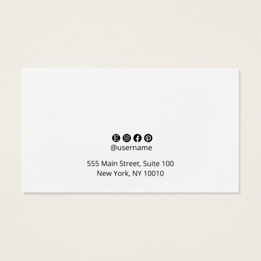 Elegante scriptie platte witte oorbellen displayka visitekaartje (Achterkant)