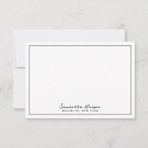 Elegante scriptnaam aangepaste stads locatie notitiekaartje