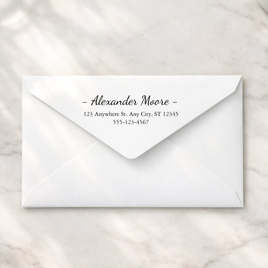 Elegante scriptnaam en adres 	rubberstempel