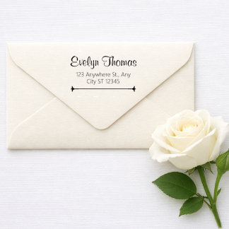 Elegante scriptnaam en retouradres rubberen stempe rubberstempel