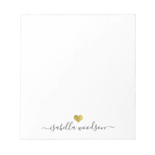 Elegante scriptnaam faux goud folie hart notitieblok