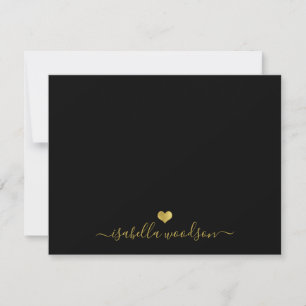 Elegante scriptnaam faux goud folie hart  notitiekaartje