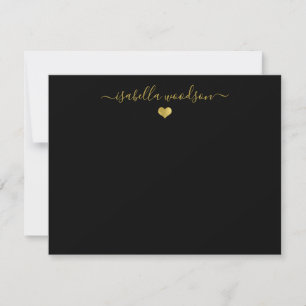 Elegante scriptnaam faux goud folie hart notitiekaartje
