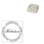 Elegante scriptnaam Formele ronde retour adres Rubberstempel (Gestempeld)