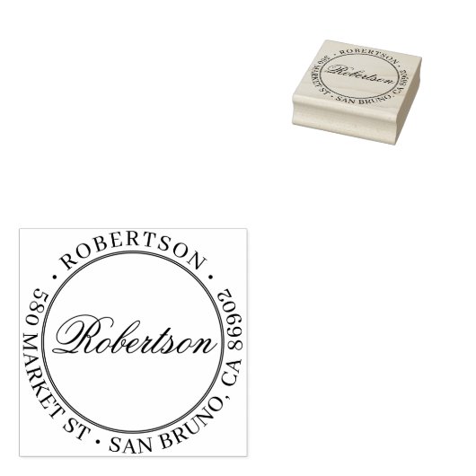 Elegante scriptnaam Formele ronde retour adres Rubberstempel (Gestempeld)
