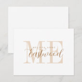 Elegante scriptnaam Gouden Monogram Platte Nota Ka Notitiekaartje (Voorkant / Achterkant)