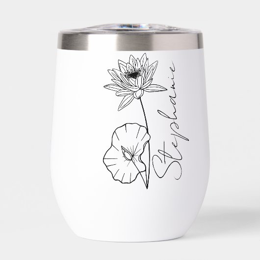 Elegante scriptnaam Lotus Juli Geboortemaand Bloem (Voorkant)