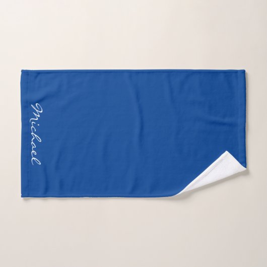 Elegante scriptnaam Modern Sjabloon Deep Blue Bad Handdoek (Handdoek)