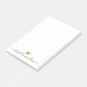 Elegante scriptnaam namaak goud folie hart post-it® notes (Schuin)
