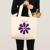 Elegante scriptnaam Paarse Flower Doodle Jumbo Grote Tote Bag (Voorkant (product))