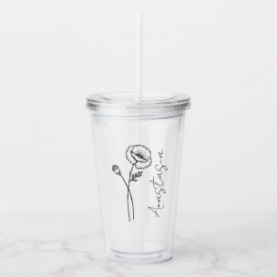 Elegante scriptnaam Poppy August Geboorte Bloem Acryl Drinkbeker