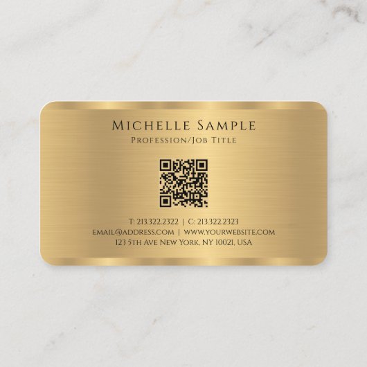Elegante scriptnaam QR Code Sjabloon Gold Monogram Visitekaartje (Achterkant)