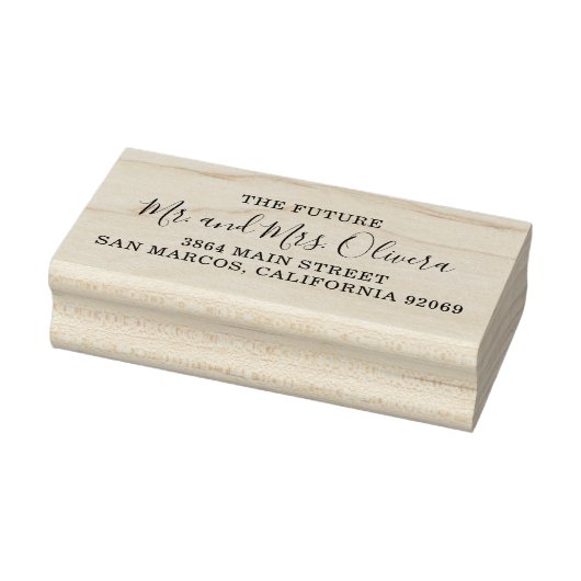 Elegante scriptnaam retouradres bruiloft 	rubberstempel (Stempel)