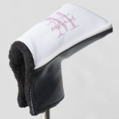 Elegante scriptnaam Roze monogram Golfheadcover (3/4 voorkant)
