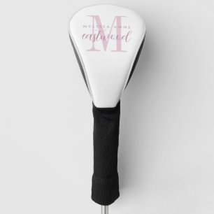 Elegante scriptnaam roze monogram  golfheadcover