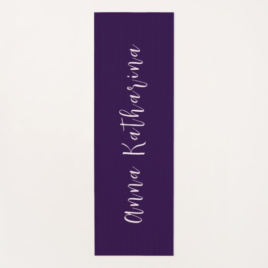 Elegante scriptnaam Solid Deep Violet Yogamat (Voorkant)