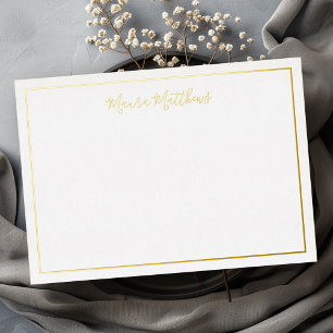 Elegante scriptnaam zilver goud folie notitiekaart