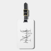 Elegante scriptnaammonogram bagagelabel (Voorkant verticaal)