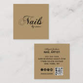 Elegante scriptnagels op naam QR-code minimalist Vierkante Visitekaartje (Voorkant / Achterkant)