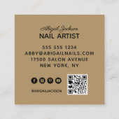Elegante scriptnagels op naam QR-code minimalist Vierkante Visitekaartje (Achterkant)