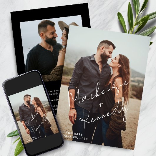 Elegante scriptnamen Foto Sla de datum op Save The Date