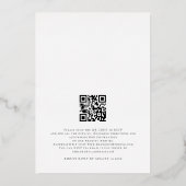 Elegante scriptnamen QR-code trouwdag echt folie Uitnodiging (Achterkant)