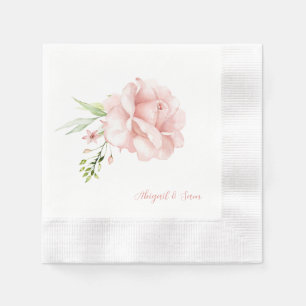 Elegante scriptnamen Roze bloemige getrouwde Munte Servet