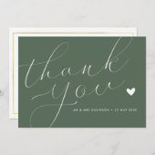 elegante scriptpagina groene bruiloft bedankt kaar (Voorkant / Achterkant)