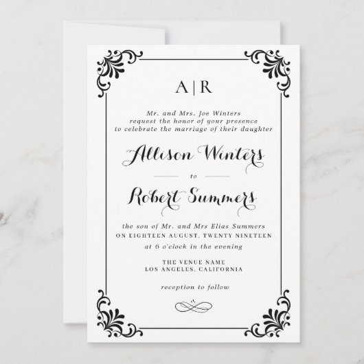 elegante  scripttrouwuitnodiging kaart (Voorkant)