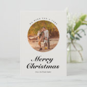 Elegante scripttypografie Circulaire foto Feestdagenkaart (Staand voorkant)