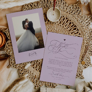 Elegante scripttypografie Plum Wedding Bedankkaart