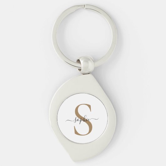 Elegante scriptuur aangepaste naam gepersonaliseer sleutelhanger (Voorkant)