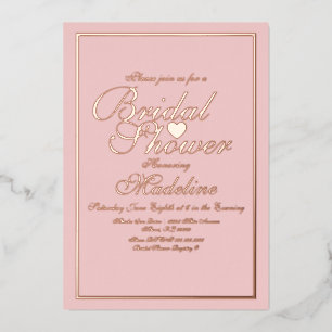 Elegante Scriptuur Rand Hart Bruidsdouche   Folie Uitnodiging