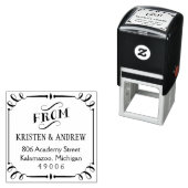 Elegante scroll ingelijst van retouradres  zelfinktende stempel (In situ)