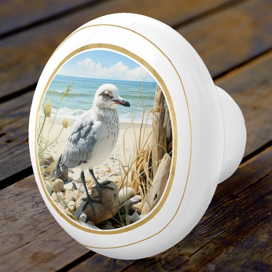 Elegante Seagull Beach Coastal Keramische Knop