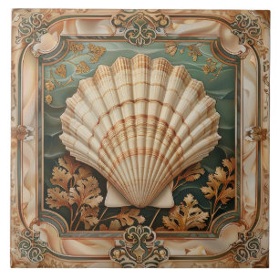 Elegante Seashell Art Nouveau Decoratief Tegeltje
