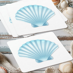 Elegante Seashell Beach Blue Nautische bruiloft Vierkante Kartonnen Onderzetter