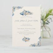 Elegante Seashell Border Wedding Kaart (Staand voorkant)