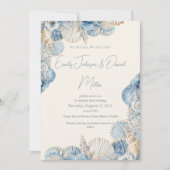Elegante Seashell Border Wedding Kaart (Voorkant)