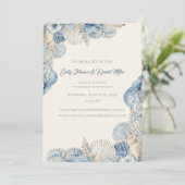 Elegante Seashell Border Wedding Kaart (Staand voorkant)