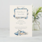 Elegante Seashell Border Wedding Kaart (Staand voorkant)