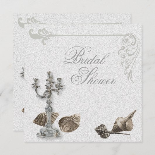Elegante Seashell bruidsdouche Uitnodiging (Voorkant / Achterkant)