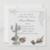 Elegante Seashell  bruidsdouche Uitnodiging (Achterkant)
